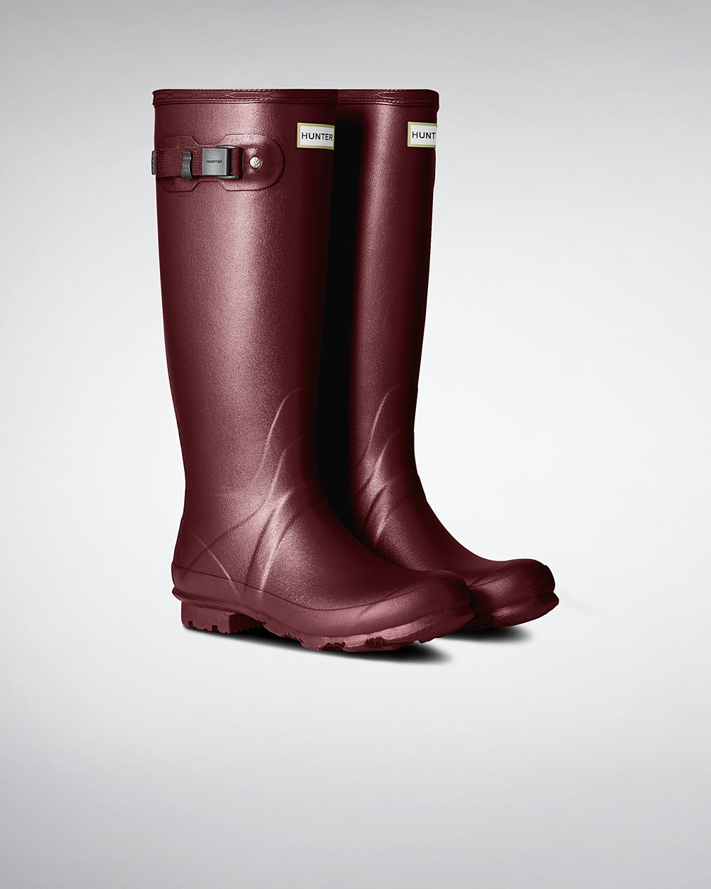 Women Hunter Norris Field Neoprene Lined | Tall Rain Boots Purple Red | NZ-60475-XSTR